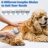 MALLMALL6 Dog Cat Grooming Clippers Kit, 2 Speed Rechargeable 4 in 1 Pet Hair Clipper with Guards, Low Noise Cordless Electric Paw Trimmer Nail Grinder Multifunctional Shaver for Dogs Cats White