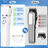 MALLMALL6 Dog Cat Grooming Clippers Kit, 2 Speed Rechargeable 4 in 1 Pet Hair Clipper with Guards, Low Noise Cordless Electric Paw Trimmer Nail Grinder Multifunctional Shaver for Dogs Cats White