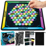 MALLMALL6 Magnetic Chess Game - 40Pcs Magnet Stones Foldable Rubber Chessboard with 12 Fun Bonus Cards Puzzle Strategy Family Travel Party Tabletop Games for Adults Kids