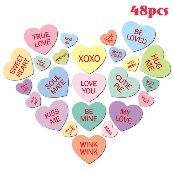 MALLMALL6 48Pcs Valentine's Day Fridge Magnets Unique Valentines Refrigerator Decor Sweet Heart Magnetic Sticker with XOXO for Valentine's Day Party Home Kitchen Office Locker Mailbox Supplies