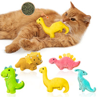 MALLMALL6 5Pcs Dinosaur Catnip Toys for Cat, Indoor Cat Chew Bite Bunny Kick Plush Catmint Pet Toys Supplies for Cat Lover Gifts, Interactive Cat Toy with Cute Expression for Pet Presents