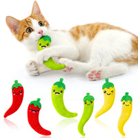 MALLMALL6 6Pcs Chili Catnip Toys for Cat, Indoor Cat Chew Bite Bunny Kick Plush Catmint Pet Toys Supplies for Cat Lover Gifts, Interactive Cat Toy with Cute Expression for Pet Presents