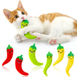 MALLMALL6 6Pcs Chili Catnip Toys for Cat, Indoor Cat Chew Bite Bunny Kick Plush Catmint Pet Toys Supplies for Cat Lover Gifts, Interactive Cat Toy with Cute Expression for Pet Presents