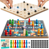 MALLMALL6 Magnetic Chess Game with 40Pcs Magnet Stones Puzzle Strategy Family Games for Kids & Adults, 2-in-1 Magnetic Chess Flying Checker Wooden Board Playset, Table Top Play for Travel Party