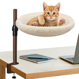MALLMALL6 Cat Desk Bed - 360° Rotation & Adjustable Height Indoor Kitten Hammock Perch with Removable Washable Cover, Soft Breathable Pet Sleep Nest for Home Office Desks Gaming Table Supports 33 lbs