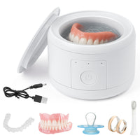 MALLMALL6 Retainer Cleaner, Portable Rechargeable Cleaner for Dental Retainer Machine with 3 Timing Modes, 200ML Compact Dental Cleaning Pod for Dentures Mouth Guards Braces Jewelry