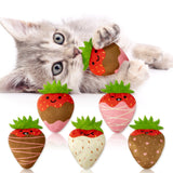 MALLMALL6 Catnip Toys for Cat - 5Pcs Strawberry Chocolate Crinkle Paper Sound Catmint Toy Gift for Indoor Kitten, Teething Chew Kick Interactive Kitty Supplies, Soft Candy Pet Present for Kitten Lover