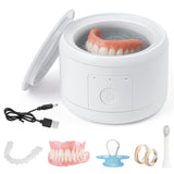 MALLMALL6 Retainer Cleaner, Portable Rechargeable Cleaner for Dental Retainer Machine with 3 Timing Modes, 200ML Compact Dental Cleaning Pod for Dentures Mouth Guards Braces Jewelry