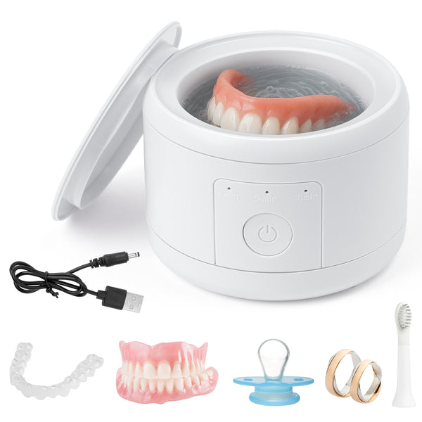 MALLMALL6 Retainer Cleaner, Portable Rechargeable Cleaner for Dental Retainer Machine with 3 Timing Modes, 200ML Compact Dental Cleaning Pod for Dentures Mouth Guards Braces Jewelry
