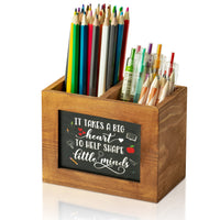 MALLMALL6 Blackboard Teacher Appreciation Gifts Pencil Holder Square Shape Pen Holder for Teacher, Wooden Desktop Organizer Birthday Christmas End of Year Gifts for School Office Classroom Decor