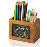 MALLMALL6 Teacher Appreciation Gifts Pencil Holder Square Shape Blackboard Pen Holder for Teacher, Erasers Wooden Desktop Organizer Birthday Gift for School Office Classroom Decor