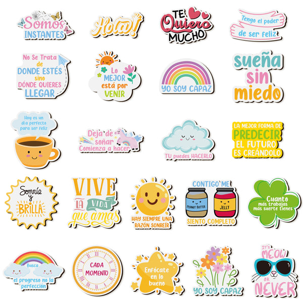 MALLMALL6 22Pcs Spanish Inspirational Fridge Magnets Decor Accessories Motivational Gift for Teens Adults, Español Positive Quote Refrigerator Magnets for Kitchen Office Locker Whiteboard Mailbox Door