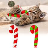 MALLMALL6 2Pcs Christmas Candy Cane Catnip Toys Gift for Cat, Indoor Cat Chew Bite Kick Plush Catmint Pet Toys Supplies for Cat Lover Gifts, Cute Interactive Cat Toy with for Pet Presents