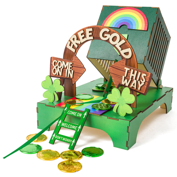 MALLMALL6 68Pcs St. Patrick's Day Decorations Leprechaun Trap Kit, Wood DIY Toys to Catch A Leprechaun Trap Festival Craft Decor for Kids School Classroom Irish Themed Activities Shamrock Party Gifts
