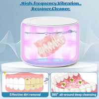 MALLMALL6 Retainer Cleaner, Portable Rechargeable Cleaner for Dental Retainer Machine with 3 Timing Modes, 200ML Compact Dental Cleaning Pod for Dentures Mouth Guards Braces Jewelry