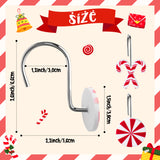 MALLMALL6 12Pcs Christmas Candy Shower Curtain Hooks Decorative Metal Rustproof Bathroom Room Pendants Xmas Holiday Decor Accessories with Red White Candy Cane Swirl Lollipop Stainless Curtains Rings