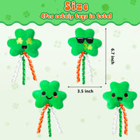 MALLMALL6 4Pcs St. Patrick's Day Catnip Toys Gift for Cat, Indoor Cat Chew Bite Kick Shamrock Plush Catmint Pet Toys Supplies for Kitten Lover Gifts, Cute Relief Teeth Cleaning Interactive Toy