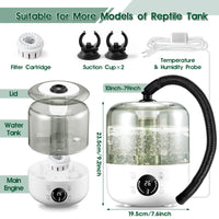 MALLMALL6 Reptile Fogger with Constant Humidity Controller & Timing, 3L Top-Fill Terrarium Humidifier with Humidistat, Smart Touch Screen Adjustable Fogger Mister Tank for Reptiles Amphibians Herps