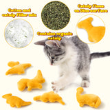 MALLMALL6 5Pcs Dino Nuggets Catnip Toys Gift for Cat, Indoor Cat Chew Bite Kick Plush Golden Dinosaur Catmint Pet Toys for Cat Lover Gifts, Cute Interactive Cat Toy for Pet Presents