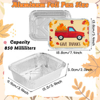 MALLMALL6 40Pcs Thanksgiving Tin Foil Containers with Lids for Goody Party Leftovers & Treat Exchange, Pumpkin Turkey Patterns Cardboard Covers Aluminum Disposable Food Storage Pan 7.4" X 5.4" X 2"