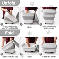 MALLMALL6 Dog Food Storage Container - Collapsible Pet Food Container with Spinner Wheels Scoop and Deodorant Box, Airtight Multifunctional 30L Storage Bin for Dog Cat Bird Animal Dry Meal Rice Flour