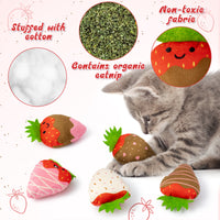 MALLMALL6 Catnip Toys for Cat - 5Pcs Strawberry Chocolate Crinkle Paper Sound Catmint Toy Gift for Indoor Kitten, Teething Chew Kick Interactive Kitty Supplies, Soft Candy Pet Present for Kitten Lover