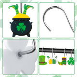 MALLMALL6 12Pcs St Patrick's Day Shower Curtain Hooks, Metal Rustproof Stainless Curtain Rings Decorative Pendants with Shamrock Coin Leprechauns Hat for Irish Bathroom Bedroom Room Decor Accessories