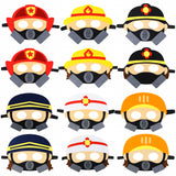 MALLMALL6 12Pcs Firefighter Felt Masks Dress Up Costumes Fireman Birthday Party Supplies Party Favors Fire Chief Role Play Pretend Play Accessories Photo Props for Kids Boys Girls Baby Shower