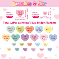 MALLMALL6 48Pcs Valentine's Day Fridge Magnets Unique Valentines Refrigerator Decor Sweet Heart Magnetic Sticker with XOXO for Valentine's Day Party Home Kitchen Office Locker Mailbox Supplies