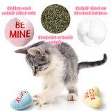 MALLMALL6 5Pcs Valentine’s Day Conversation Heart Catnip Toys Gift for Cat, Indoor Cat Chew Bite Kick Plush Candy Catmint Pet Toys for Cat Lover Gifts, Cute Interactive Cat Toy with for Pet Presents