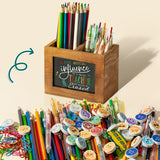 MALLMALL6 Teacher Appreciation Gifts Pencil Holder Square Shape Blackboard Pen Holder for Teacher, Erasers Wooden Desktop Organizer Birthday Gift for School Office Classroom Decor