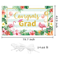 MALLMALL6 XtraLarge Hawaii Tropical Flamingo Luau Graduation Party Backdrop 78X45 inch Class of 2023 Congrats Grad Hawaii Banner Decorations for Graduates, College Prom Party Photo Booth Props