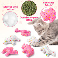 MALLMALL6 5Pcs Frosted Animal Cookie Catnip Crinkle Paper Sound Toys Gift for Cat, Catmint Teething Chew Kick Interactive Toy for Indoor Cats, Soft Plush Candy Pet Presents Supplies for Kitten Lover