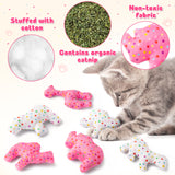 MALLMALL6 5Pcs Frosted Animal Cookie Catnip Crinkle Paper Sound Toys Gift for Cat, Catmint Teething Chew Kick Interactive Toy for Indoor Cats, Soft Plush Candy Pet Presents Supplies for Kitten Lover