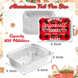 MALLMALL6 36Pcs Christmas Tin Foil Containers with Lids Covers for Cookie Exchange & Goody Party Leftovers in 6 Xmas Holiday Designs Santa Gift Aluminum Food Storage Pans 6.3"W X 4.3"L X 2.2"