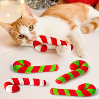 MALLMALL6 6Pcs Christmas Candy Cane Catnip Toys Gift for Cat, Indoor Cat Chew Bite Kick Plush Catmint Pet Toys Supplies for Cat Lover Xmas Gifts, Cute Interactive Cat Toy for Pet Presents