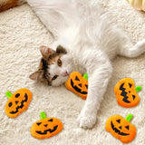 MALLMALL6 Catnip Toys for Cat - 5Pcs Halloween Pumpkin Jack O Lantern Catmint Interactive Cat Toy for Indoor Cats, Soft Plush Orange Cat Supplies, Kitten Teething Chew Toy Set, Pet Gifts for Cat Lover