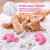 MALLMALL6 5Pcs Frosted Animal Cookie Catnip Crinkle Paper Sound Toys Gift for Cat, Catmint Teething Chew Kick Interactive Toy for Indoor Cats, Soft Plush Candy Pet Presents Supplies for Kitten Lover