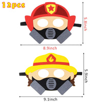 MALLMALL6 12Pcs Firefighter Felt Masks Dress Up Costumes Fireman Birthday Party Supplies Party Favors Fire Chief Role Play Pretend Play Accessories Photo Props for Kids Boys Girls Baby Shower