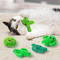 MALLMALL6 Catnip Toys for Cat - 5Pcs Cactus Prickly Plants Catmint Interactive Cat Toy for Indoor Cats, Soft Plush Green Cat Supplies, Kitten Teething Chew Toy Set, Cute Pet Gifts for Cat Lover