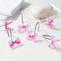 MALLMALL6 12Pcs Pink Bow Knot Shower Curtain Hooks Decorative Coquette Bowknot Metal Rustproof Pendants Bathroom Bedroom Baby Living Room Nursery Art Decor Accessories Stainless Curtains Rings