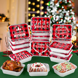 MALLMALL6 36Pcs Christmas Tin Foil Containers with Lids Covers for Cookie Exchange & Goody Party Leftovers in 6 Xmas Holiday Designs Santa Gift Aluminum Food Storage Pans 6.3"W X 4.3"L X 2.2"