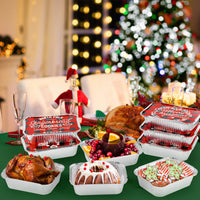 MALLMALL6 36Pcs Christmas Tin Foil Containers with Lids Covers for Cookie Exchange & Goody Party Leftovers in 6 Xmas Holiday Designs Santa Gift Aluminum Food Storage Pans 6.3"W X 4.3"L X 2.2"