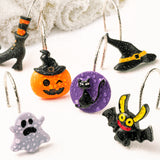 MALLMALL6 12Pcs Halloween Shower Curtain Hooks Hangers Horror Gothic Decorative Metal Rustproof Bathroom Pendants Decor Accessories with Pumpkins Bats Ghost Black Cat Witch Hat Shoes Curtains Rings