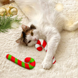 MALLMALL6 2Pcs Christmas Candy Cane Catnip Toys Gift for Cat, Indoor Cat Chew Bite Kick Plush Catmint Pet Toys Supplies for Cat Lover Gifts, Cute Interactive Cat Toy with for Pet Presents