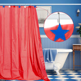 MALLMALL6 12Pcs Stars Shower Curtain Hooks, Metal Rustproof Stainless Curtain Rings Decorative Pendants with Red White Blue Stars for Bathroom Bedroom Living Room Decor Accessories