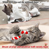 MALLMALL6 6Pcs Christmas Candy Cane Catnip Toys Gift for Cat, Indoor Cat Chew Bite Kick Plush Catmint Pet Toys Supplies for Cat Lover Xmas Gifts, Cute Interactive Cat Toy for Pet Presents