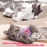 MALLMALL6 5Pcs Valentine’s Day Conversation Heart Candy Catnip Toys for Cat, Catmint Interactive Cat Toy for Indoor Cats, Soft Plush Pet Sweetheart Gift Supplies, Kitten Teething Chew Kick Toy Set