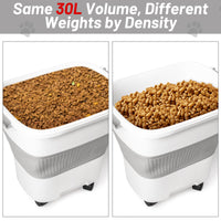 MALLMALL6 Dog Food Storage Container - Collapsible Pet Food Container with Spinner Wheels Scoop and Deodorant Box, Airtight Multifunctional 30L Storage Bin for Dog Cat Bird Animal Dry Meal Rice Flour