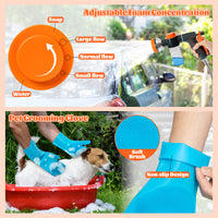 MALLMALL6 Dog Washing Hose Attachment with 100cc Soap Dispenser, 10-in-1 Spray Modes Foam Nozzle Sprayer with Metal 3-Way Shower Diverters & 6.6Ft Long Hose for Pet Bathroom Showering Indoor Outdoor